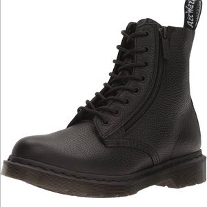 All black Dr. Martens Pascal w/zip boots, like new